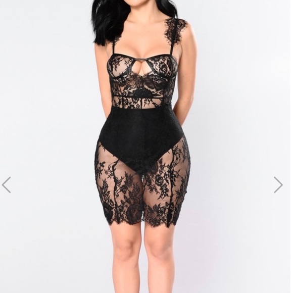 Fashion Nova Black Lace Dress Lingerie NWT - Picture 5 of 11